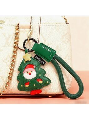 Cute Santa Claus Christmas tree purse charm keychain